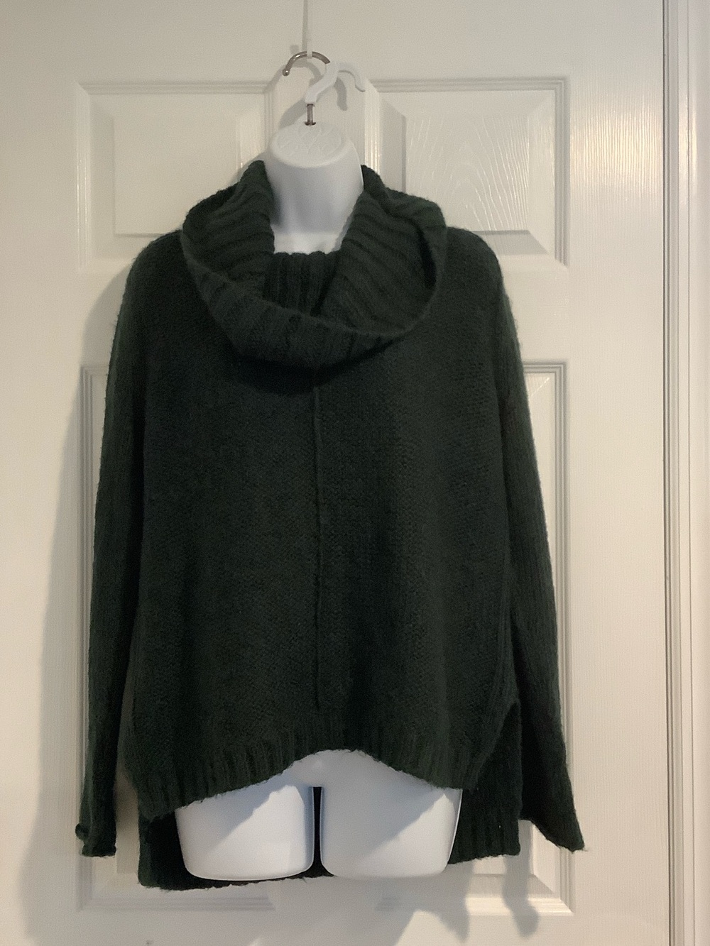WOODEN SHIPS Mohair/Wool Blend Forrest Green Fuzzy Fall Winter Cowl Neck Sweater